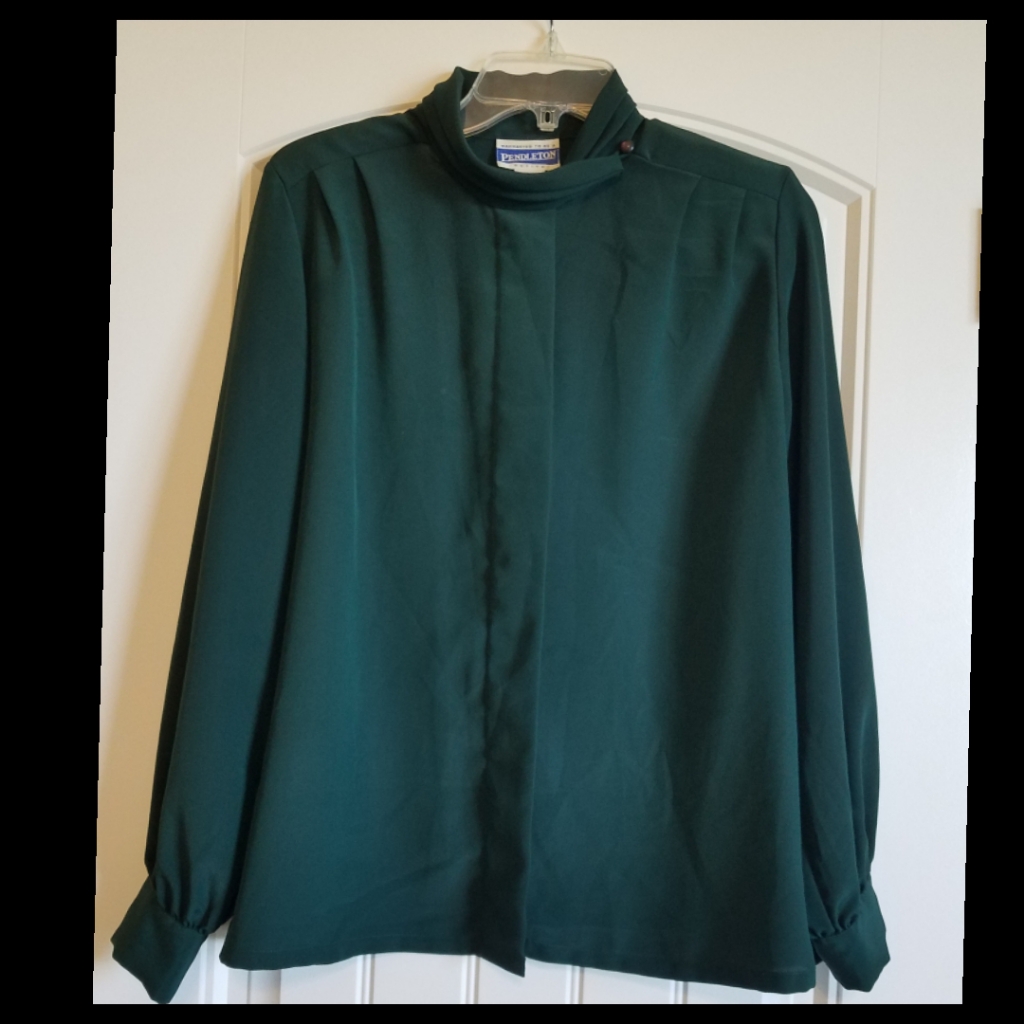 Pendleton Hidden Button Mock Neck Blouse